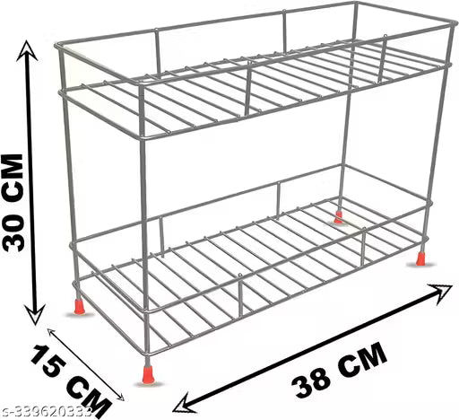 SMART HOMES Multipurpose Storage Organizer Stainless Steel 2 Layer Storage Organizer Rack for Kitchen Standing Rack Shelf Storage Holder Kitchen Rack/Spice Shelf/Kitchen Racks/Pantry Storage Organizer/Spice Rack Set for Kitchen/(Silver-Chrome)