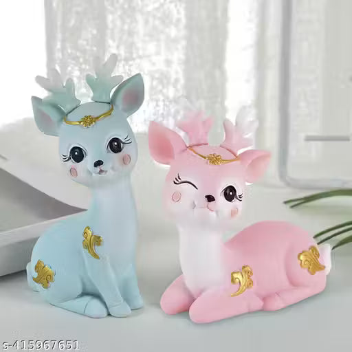 Animal Statue Gifts Crafts for Living Room Bedroom Cafe Blue Pink Home and Garden | Home Decor | Figurines Resin Figurine (Set Of 2)