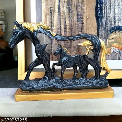 Horse with Baby Horse Statue Showpiece Idol Figurine to Decor Home & Living Room PolyResin Set of 1