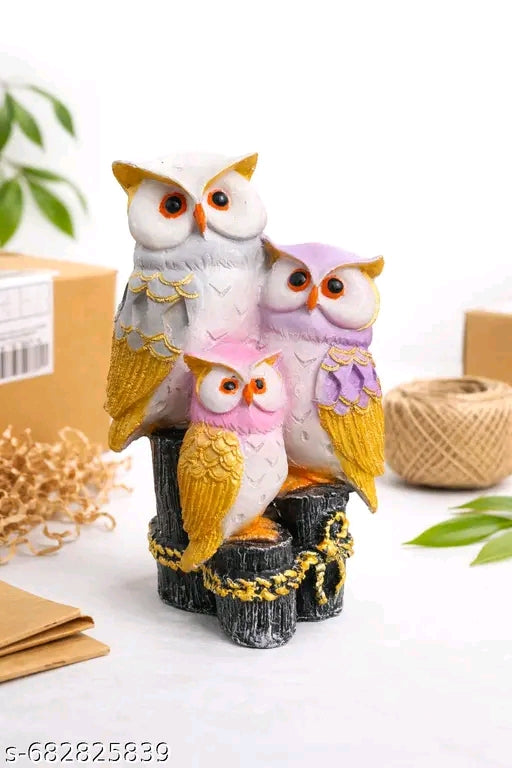 Colorful Owls Feng Shui Pair of Owl Statue for Home Decor Living Room Office Table Showpiece Resin statue, table decoration, home décor, gifting