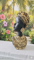 African Queen Bust "Royal Heritage" Black & Gold Tribal Lady Statue