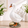 Duck with Eggs Statue| Material Resin| Height 10 Inches | for Garden & Home Decor, Balcony Decoration, Kids Room, Gifting, White