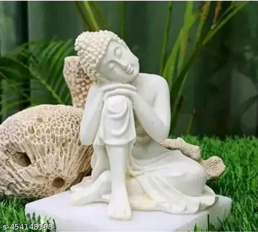 Thinking Buddha White Murti For Home Decor- Murtikaar Bharat