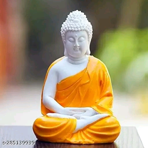 White Resin Finish Meditating Buddha Statue for Home & Office Décor – Peace & Positivity Idol