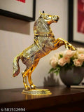 Golden Metal Standing Horse For Good Luck and Piece For Home decor, Office, Gift Purpose, Festivals