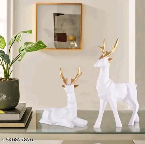 SN Trader Christmas Day and new year White Deer Beautiful Trendy showpiece figurine for Living room, Bedroom, Bathroom, Dining table, Computer table and Side table and suitable for office decor or car decor and best good luck gift for student Employees.
