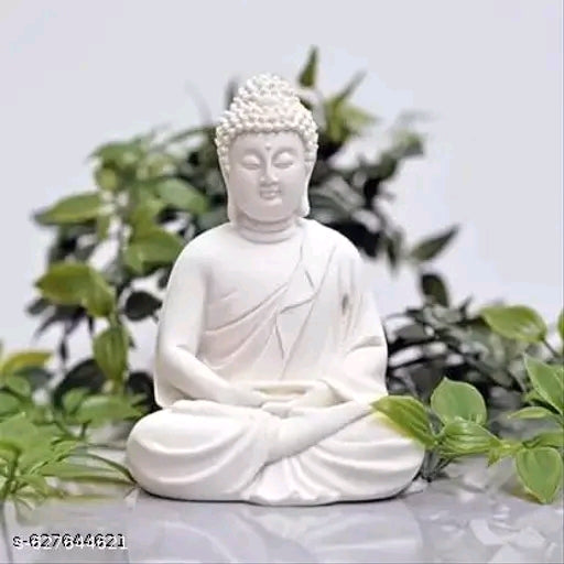 White Resin Finish Meditating Buddha Statue for Home & Office Décor – Peace & Positivity Idol