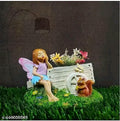 Cart Girl Cute Angel Girl Butterfly Girl Handicraft Pottery Lucky Pots Planter Showpiece for Succulent and Flower (Multi Color, 12 x 9 x 9 cm