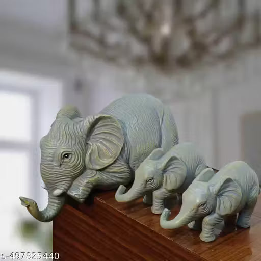 Beautiful Elephant Sitter Figurines, Elephant Mothers Hanging Two Babies Statue Hanging Off The Edge of a Shelf or Table, Hand-Painted Resin Collections Figurines for Mother's Day