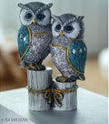 Cute Resin Joint Owl Sculpture, Owl Figurines Decor Sets, Table Desk Ornament, Owl Family Sculpture Owls Statue Gifts House, Tabletop Shelf Decor, Outdoor Garden Yard Statue Decoration (Blue Owl Joint)