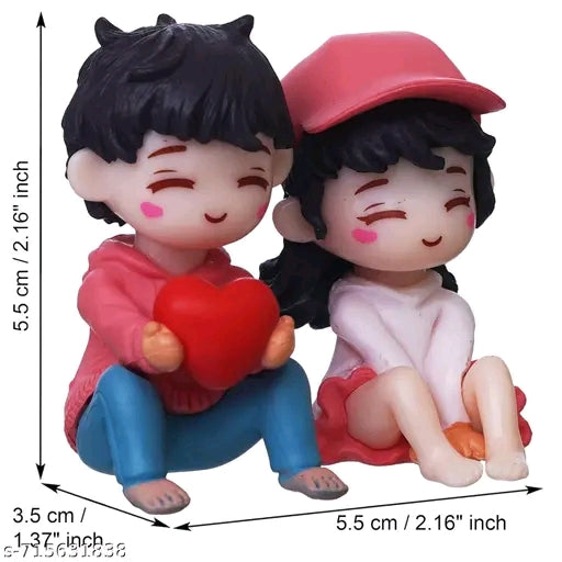 Cute Couple Showpiece Decorative Figurine for Home Decor | Romantic Boy & Girl Statue with Heart | Resin Love Doll for Bedroom, Living Room, Anniversary, Valentine Gift | Tabletop Decoration | Gift for Couples & Newlyweds