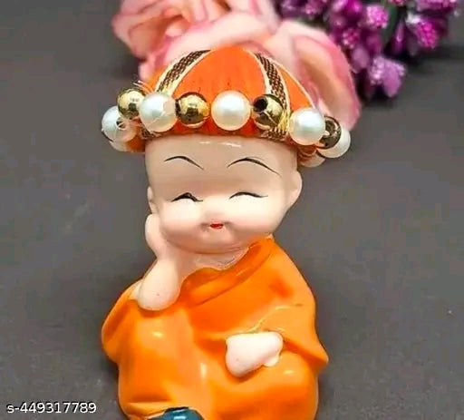 Baby Colorful Hat Monk Buddha Idols Multicolored, 4 Pieces