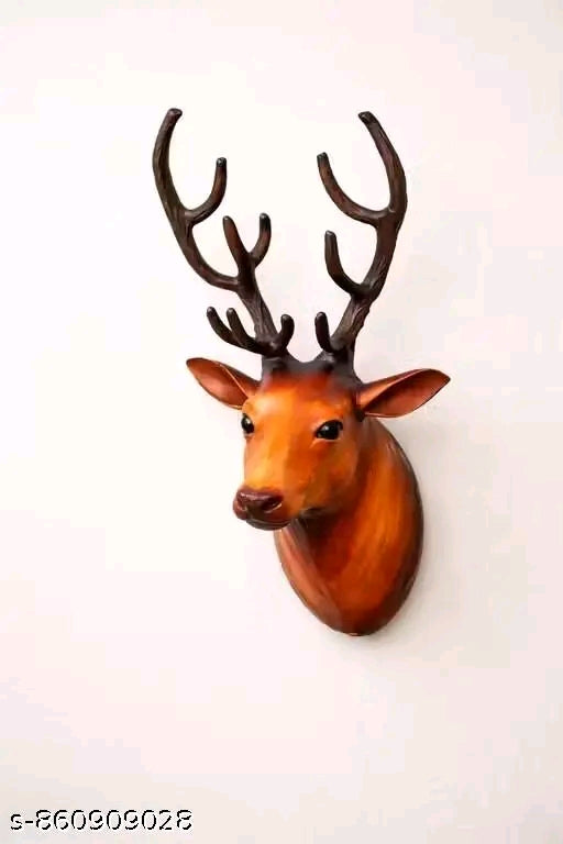 Premium leather Deer Head wall Hanging| Home decor|Antique Look | 14 Inch|