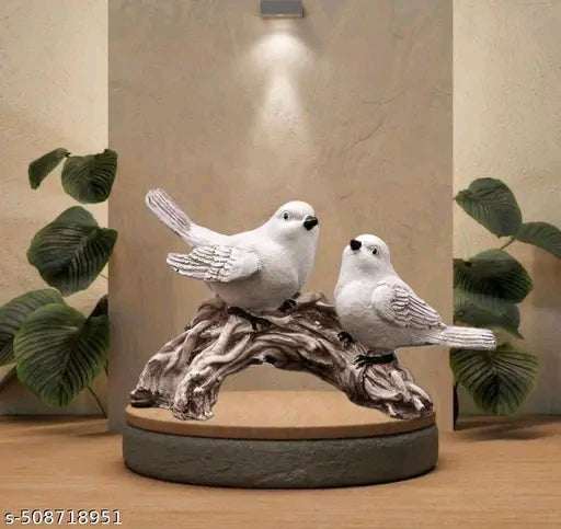 Beautiful love birds showpiece for home and office decoration. Living room decor Decorative White Bird Pair Statue Sitting On Tree Branch Figurine for Home Decor, Diwali Gifting Items, Bedroom, Office Desk, Living Room Gift item. Home decor showpiece. Bes