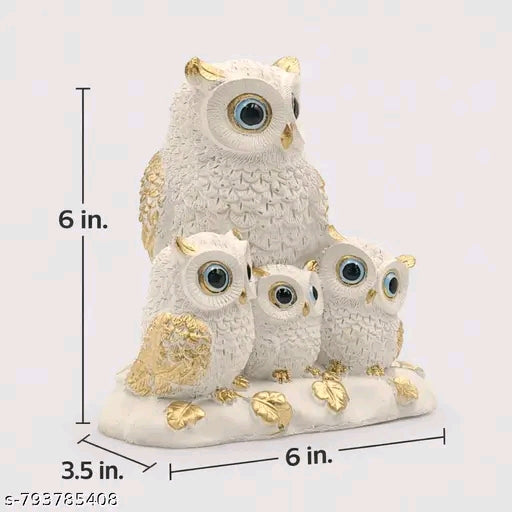 Meerut Handicrafts Showpiece for home decor, living room, bedroom, 1pc Modern Minimalist Owl Family Figurine, Resin Animal Sculpture For Home Decor, Living Room Entryway, Bookshelf, Wine Cabinet, TV Stand Ornament, Lakshmi Ji Vahana, Good luck, Feng-sui P