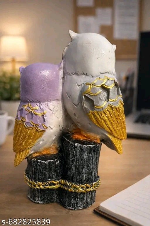 Colorful Owls Feng Shui Pair of Owl Statue for Home Decor Living Room Office Table Showpiece Resin statue, table decoration, home décor, gifting