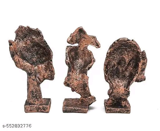 3 Resin Human Face Figu3 Resin Human Face Figurines with Hand Gestures - Hear No Evil, See No Evil, Speak No Evil