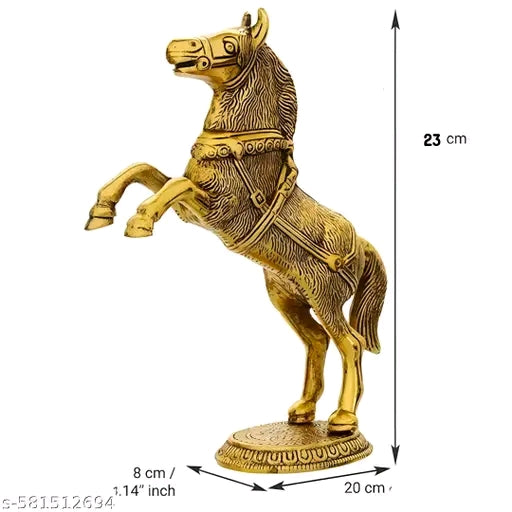 Golden Metal Standing Horse For Good Luck and Piece For Home decor, Office, Gift Purpose, Festivals