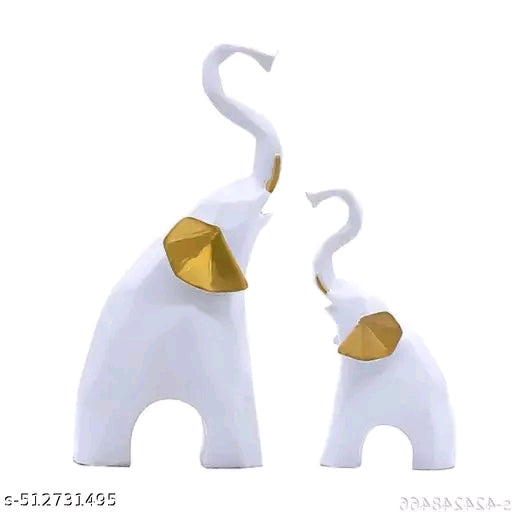 Blue Elephant and Baby Set Polyresin Geometric Piece Statue and Artifacts for Home Decor, Living Room, Wall Decoration Polyresin Showpiece for Gifting Interiors ( Blue Elephant Set of 2)