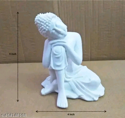 Thinking Buddha White Murti For Home Decor- Murtikaar Bharat