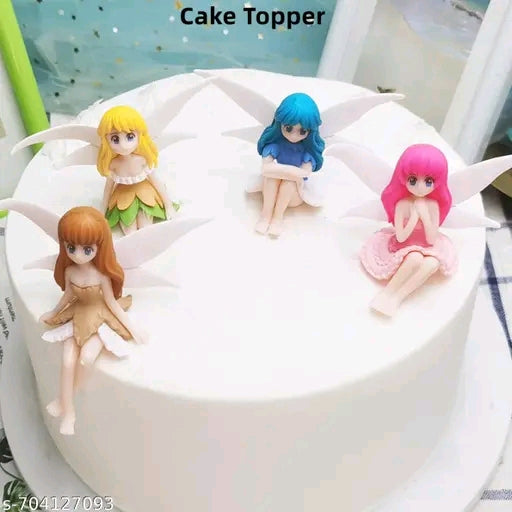 4 Pcs Garden Fairies Miniature Figurines Collection Playset Doll Toy, Fairy Cake Topper, Fairy Plant Pot Dollhouse Decoration, Cake Decoration