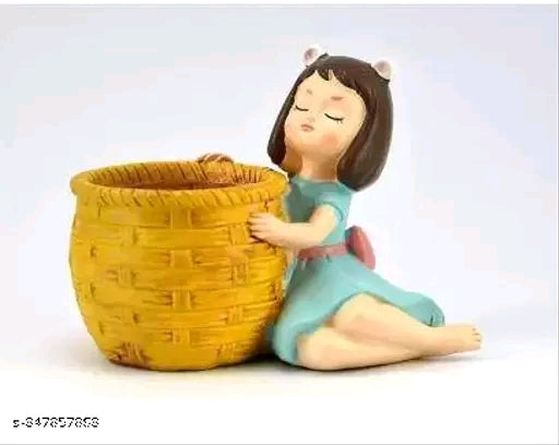 "MORATER" Amazing Planter | Basket Girl Succulent Planter | Resin Planters (Plants not included)