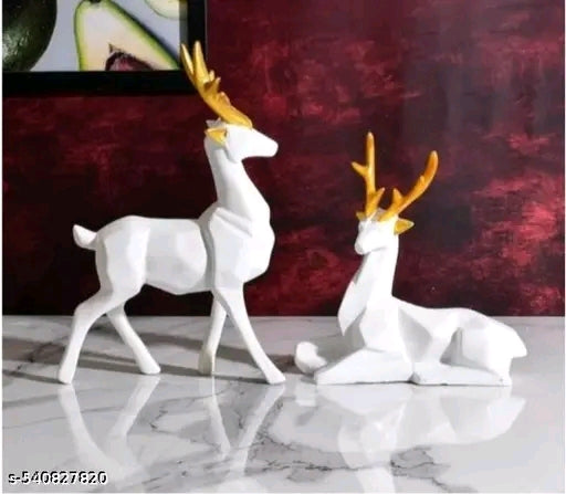 SN Trader Christmas Day and new year White Deer Beautiful Trendy showpiece figurine for Living room, Bedroom, Bathroom, Dining table, Computer table and Side table and suitable for office decor or car decor and best good luck gift for student Employees.