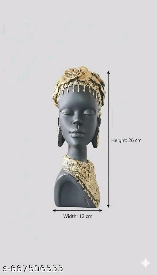 African Queen Bust Royal Heritage Black Gold Tribal Lady Statue Default Title