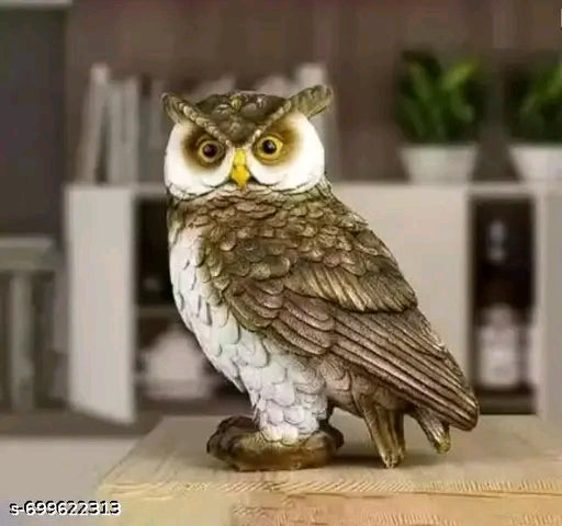 Owl Statue Office Animal Figurine Sculpture Home Decor Side 12x9x14.5cm Decorative Showpiece - 12 cm (Resin, Multicolor)