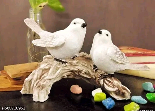 Beautiful love birds showpiece for home and office decoration. Living room decor Decorative White Bird Pair Statue Sitting On Tree Branch Figurine for Home Decor, Diwali Gifting Items, Bedroom, Office Desk, Living Room Gift item. Home decor showpiece. Bes