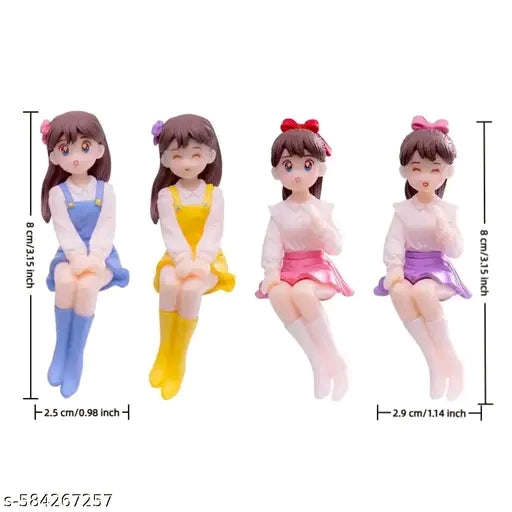 Multi - Set of 4 Creative Dolls Home, Car and Office Decor Figurine Adorable Home Decor, Car Dashboard Decor & Office Vibe-Up