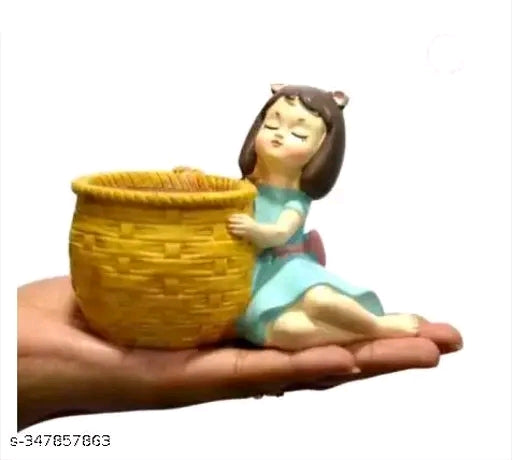 "MORATER" Amazing Planter | Basket Girl Succulent Planter | Resin Planters (Plants not included)