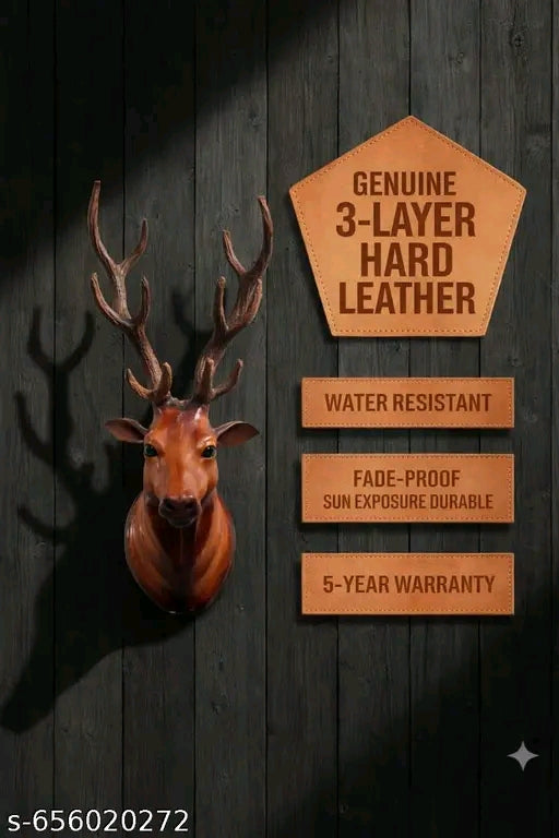 Premium leather Deer Head wall Hanging| Home decor|Antique Look | 14 Inch|