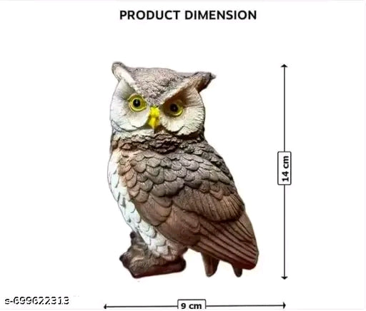 Owl Statue Office Animal Figurine Sculpture Home Decor Side 12x9x14.5cm Decorative Showpiece - 12 cm (Resin, Multicolor)
