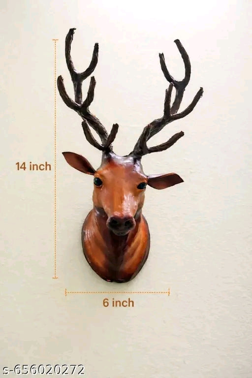 Premium leather Deer Head wall Hanging| Home decor|Antique Look | 14 Inch|