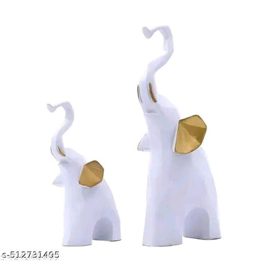 Blue Elephant and Baby Set Polyresin Geometric Piece Statue and Artifacts for Home Decor, Living Room, Wall Decoration Polyresin Showpiece for Gifting Interiors ( Blue Elephant Set of 2)