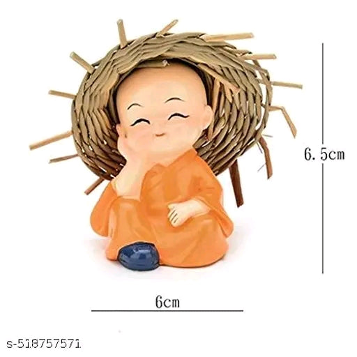 Set of 4 Baby Hat Monk Buddha Idols Showpiece for Car Dashboard /Home Décor Decoration & Gifting Purpose