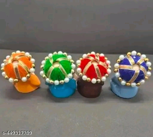 Baby Colorful Hat Monk Buddha Idols Multicolored, 4 Pieces