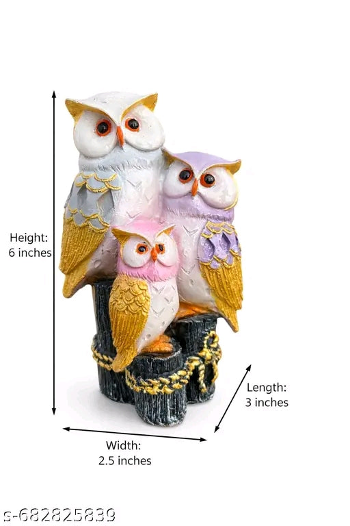 Colorful Owls Feng Shui Pair of Owl Statue for Home Decor Living Room Office Table Showpiece Resin statue, table decoration, home décor, gifting