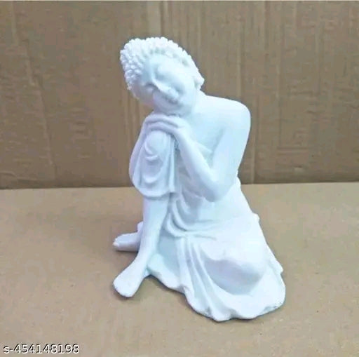 Thinking Buddha White Murti For Home Decor- Murtikaar Bharat