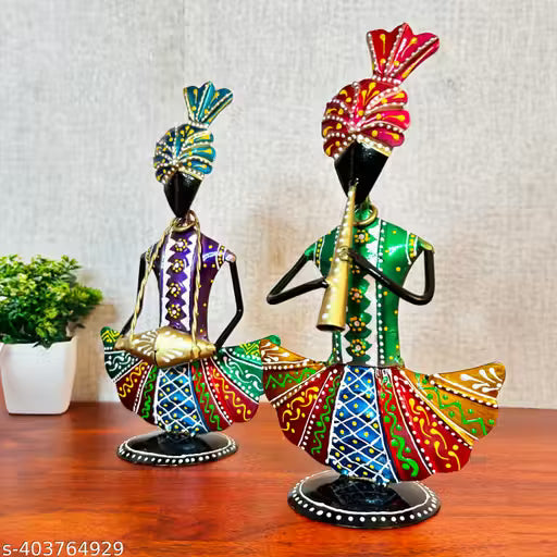 Handicrafy Metal Decorative Musician Showpiece Set Of 2